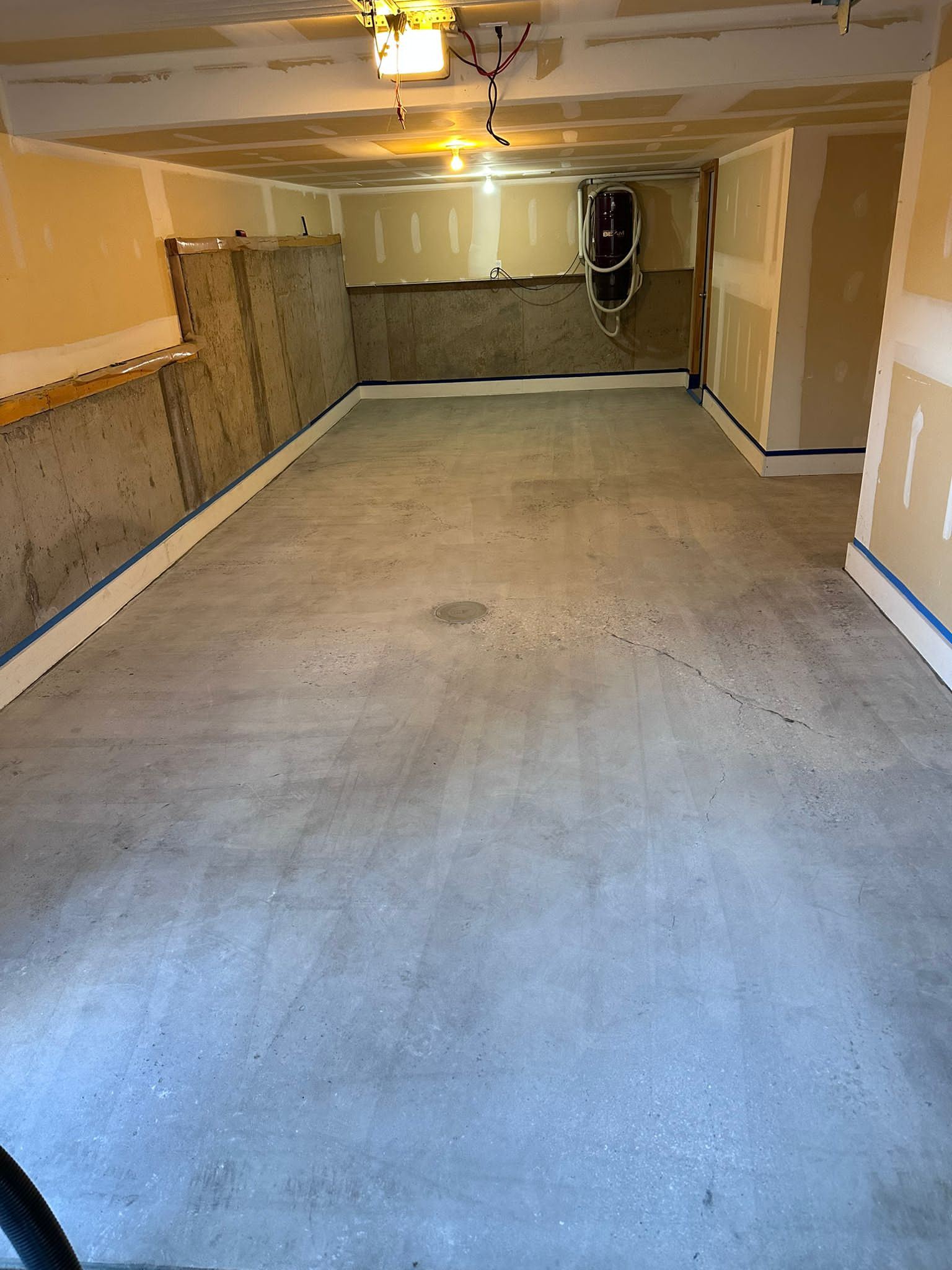 Garage prepped and masked before coating