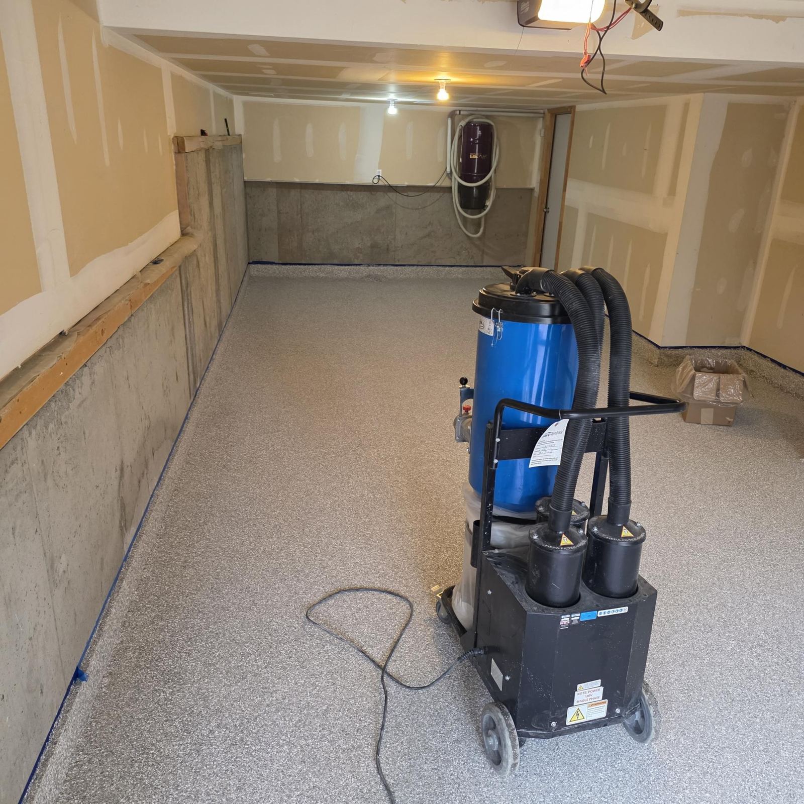 Residential garage mid-install