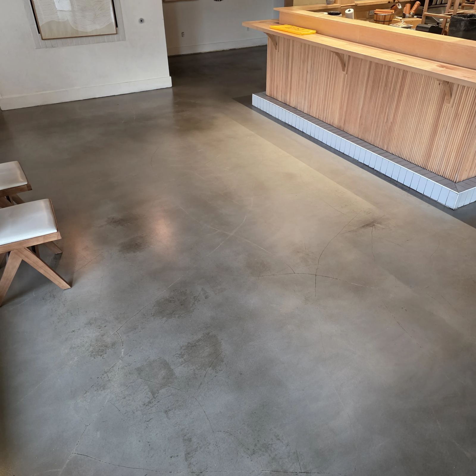 Polished concrete floor in commercial space