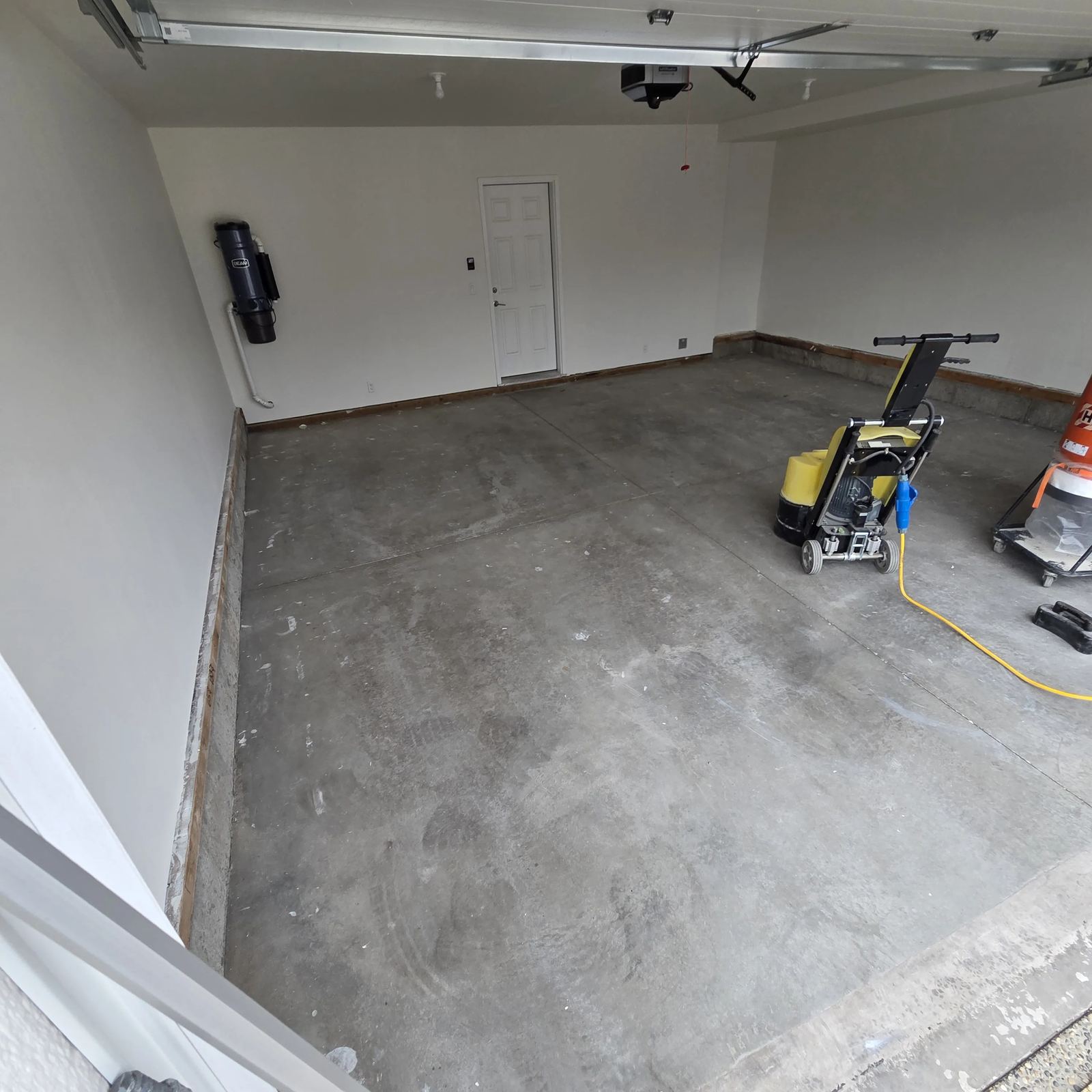 Garage with coated stairs